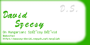 david szecsy business card